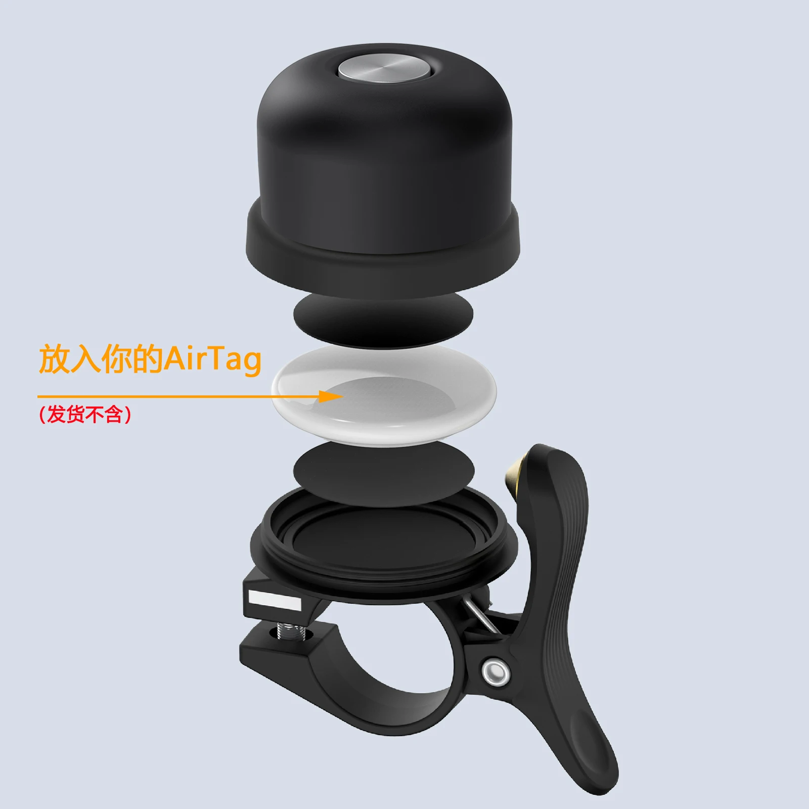 TWOOC Bicycle Bell for Apple AirTag | Holder Hidden in Bell | Bicycle Anti-Theft | Road Approved | Tool Included