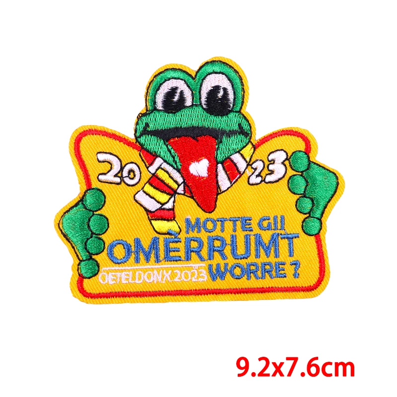 Nederland Carnaval Kikker Borduurpatch Oeteldonk Embleem Party Cartoon Applique Geboortedatum Ijzer Op Patches Voor Kleding