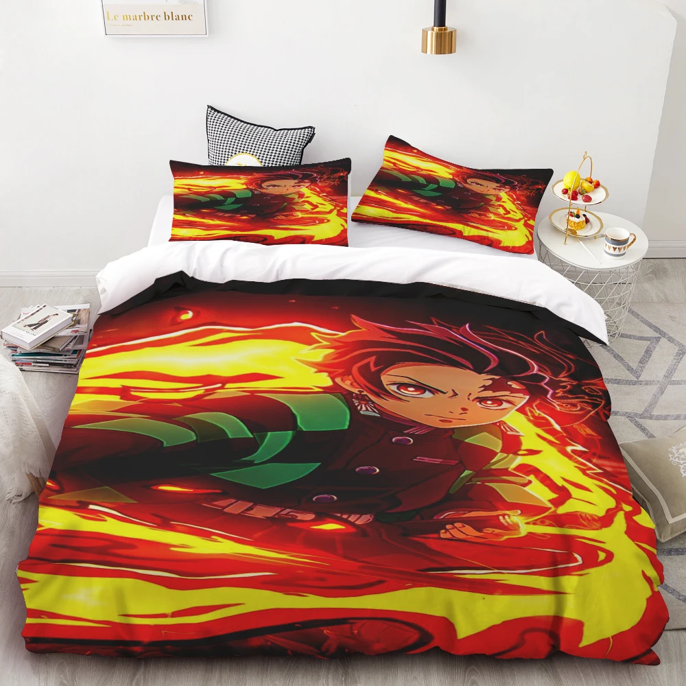 Duvet Cover Demon Slayer Kimetsu No Yaiba Kamado Nezuko Anime Polyester Bedding Set Duvet Cover Set Printed Cartoon Home Decor