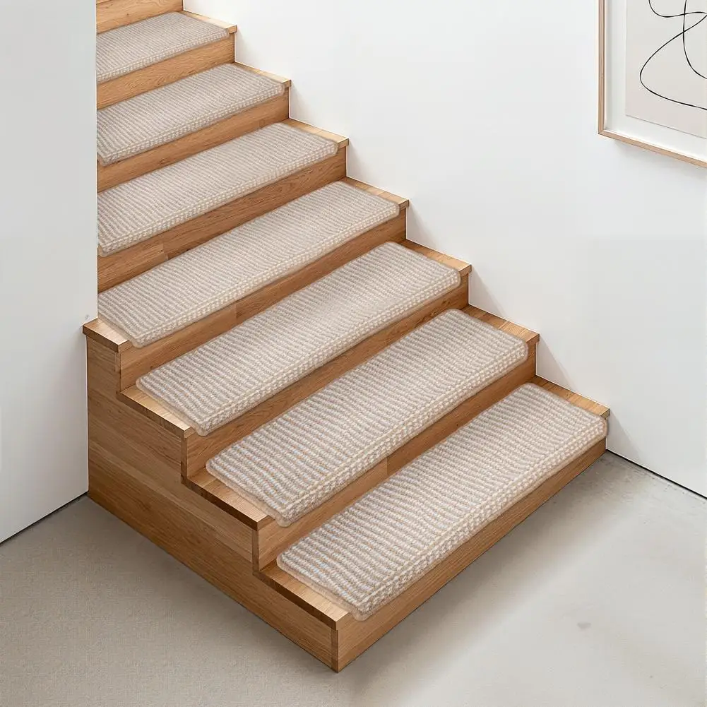 Non-Slip Peel Stick Bullnose Stair Treads 14Pcs, Skid Resistant Carpet Step Covers for Kids Pets Indoor Stair Protection