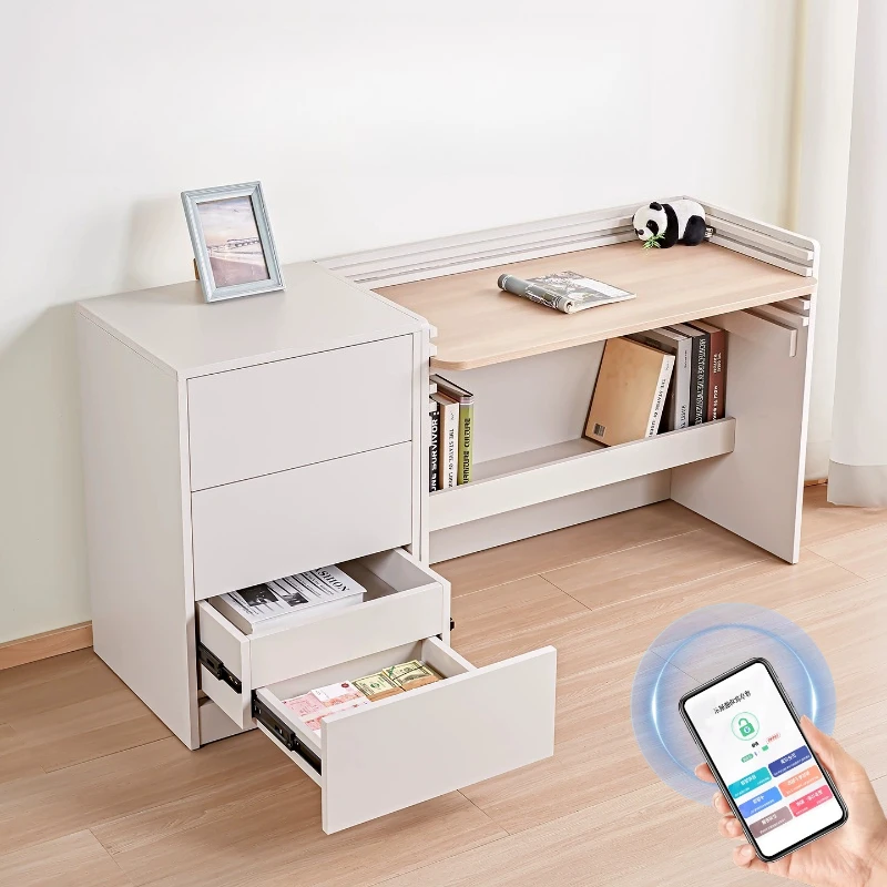 Lifting desk hidden compartment chest combination 2025 new simple bookshelf integrated children's study table storage cabinet