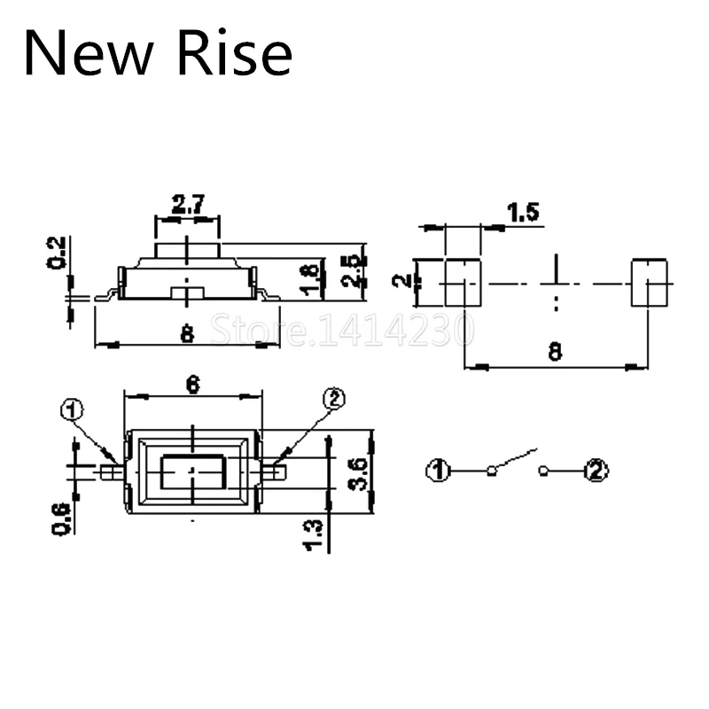 100Pcs High Quality 3*6*2.5mm 3*6*2.5H 3x6x2.5mm SMD Red push button switch microswitch Tact Switch