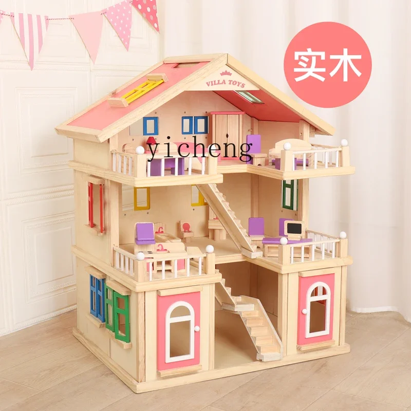 Tqh Children's Simulation Villa Room House Play House Toy Wooden Girl Princess Castle