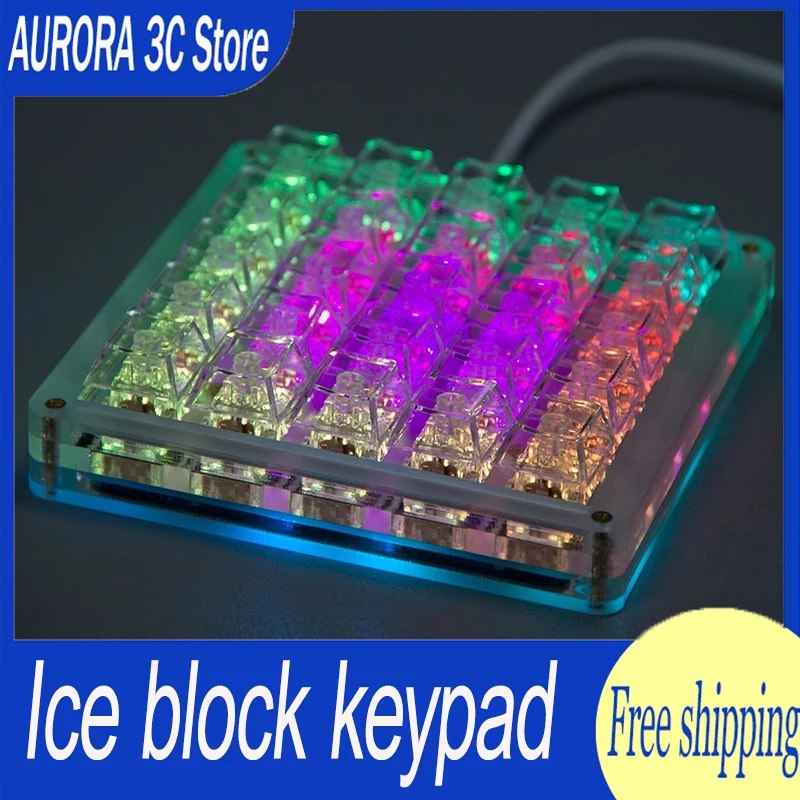 Ice Block Keyboard 25keys Custom Hot Swap Transparent Rgb Wired Mini Keyboard Via Qmk Xda Profile Keycap Mechanical Keyboard