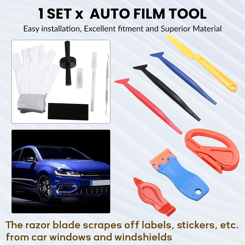 Automotive Film Application Tools Car Holder Gloves Safety Cutter Window Film Installation Tool Automotive Film Tools