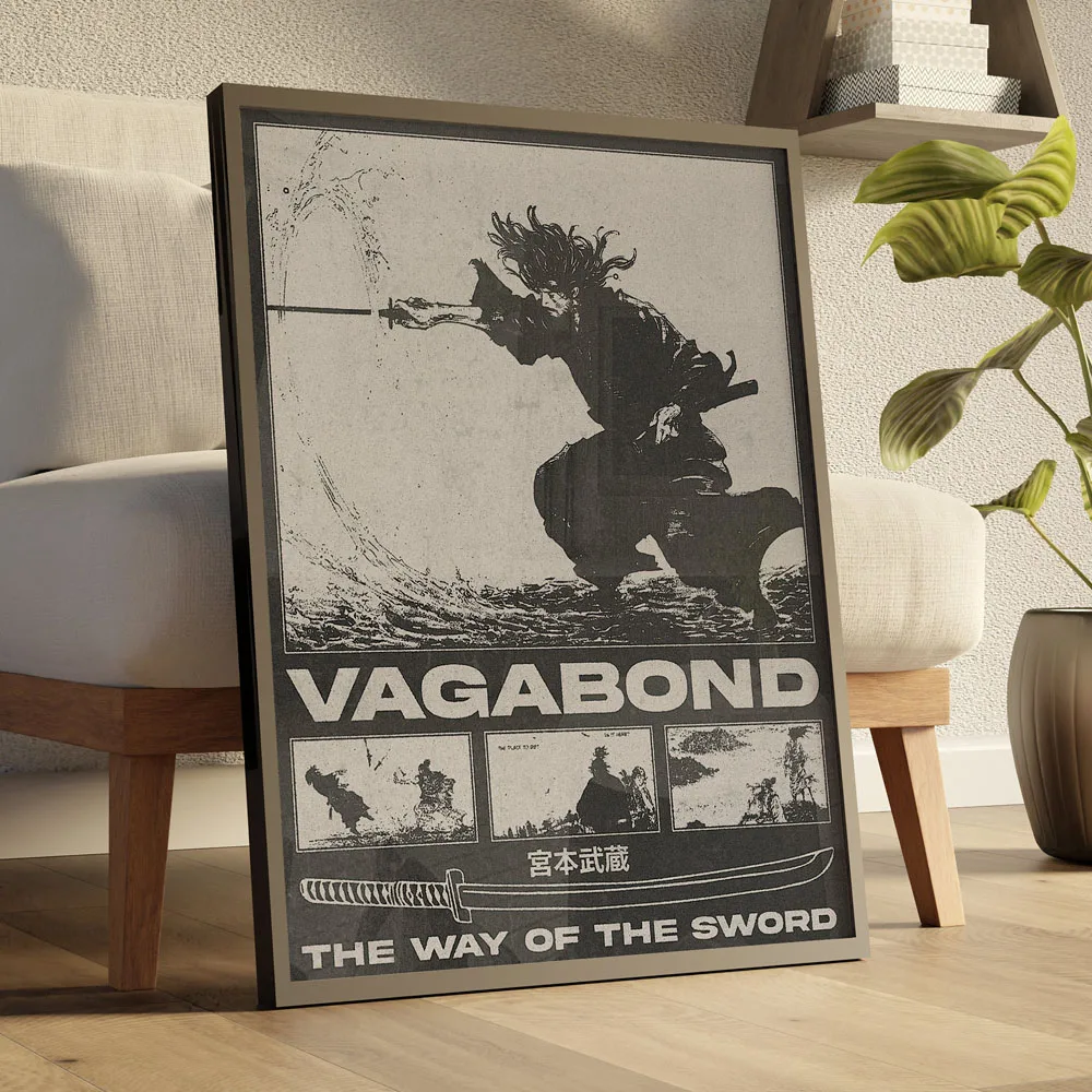 Vintage Japanese Anime Manga Miyamoto Musashi Vagabond Bushido Warrior Art Poster Canvas Wall Prints Picture Home Decor