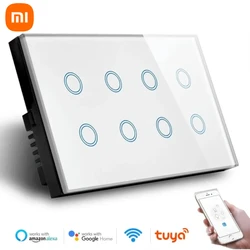 Xiaomi-Interruptor inteligente de pared con luz táctil, Panel de cristal, 8 entradas, aplicación Tuya SmartLife, Compatible con Alexa y Google Home