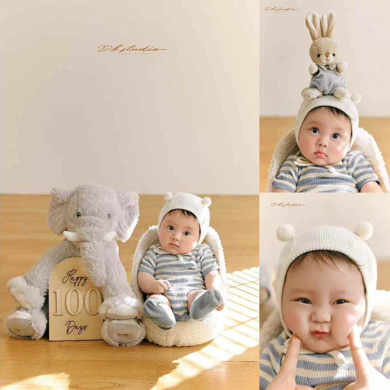 

Hundred day photography props baby photography clothing hundred day sun ball hat striped clothes baby costume 신생아촬영
