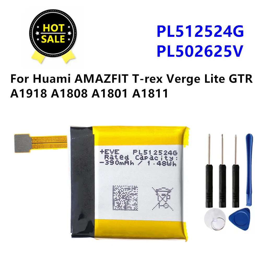 PL512524G PL502524V Battery For Huami AMAZFIT T-rex Verge Lite Gtr A1918 A1808 A1801 A1811 Smart Watch Batterie + Free Tools