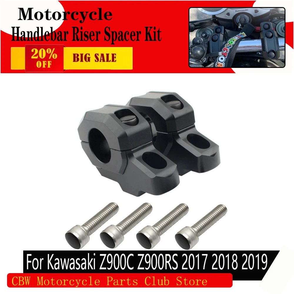 

For Kawasaki Z900C Z900RS 2017 2018 2019 2020 Handle Bar Riser Mount Clamp2pcs Motorcycle Handlebar Riser Spacer Kit