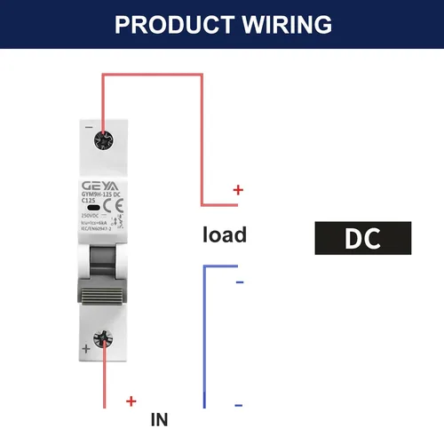 Imagen 2 del producto GEYA-Mini disyuntor DC MCB 80A 100A 125A 6KA 2P 500VDC, disyuntor de Riel Din, GYM9-125