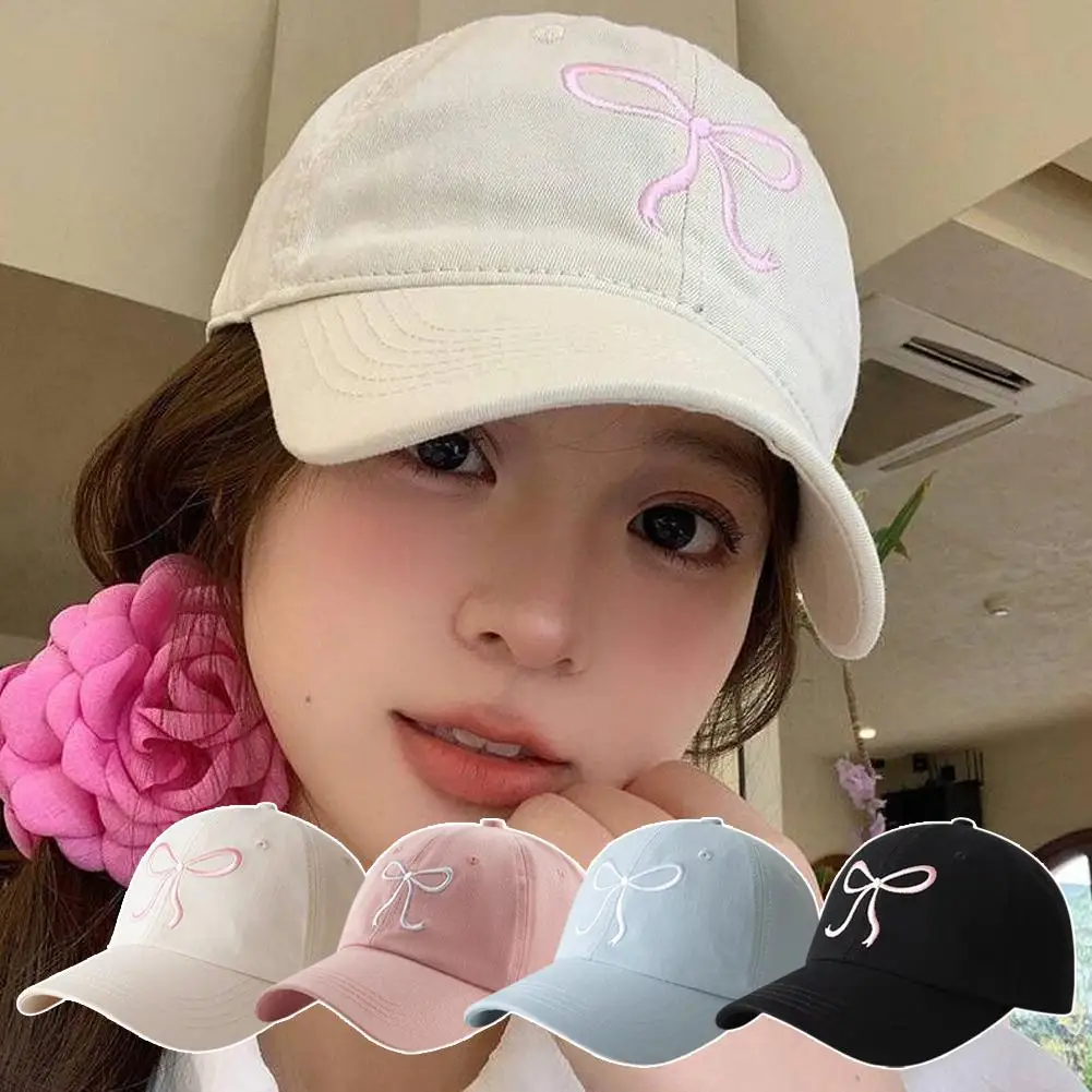 Adjustable Bow Baseball Cap Embroidered Duck Tongue Hat Soft Color Top Caps Peaked 4 Summer K2J3