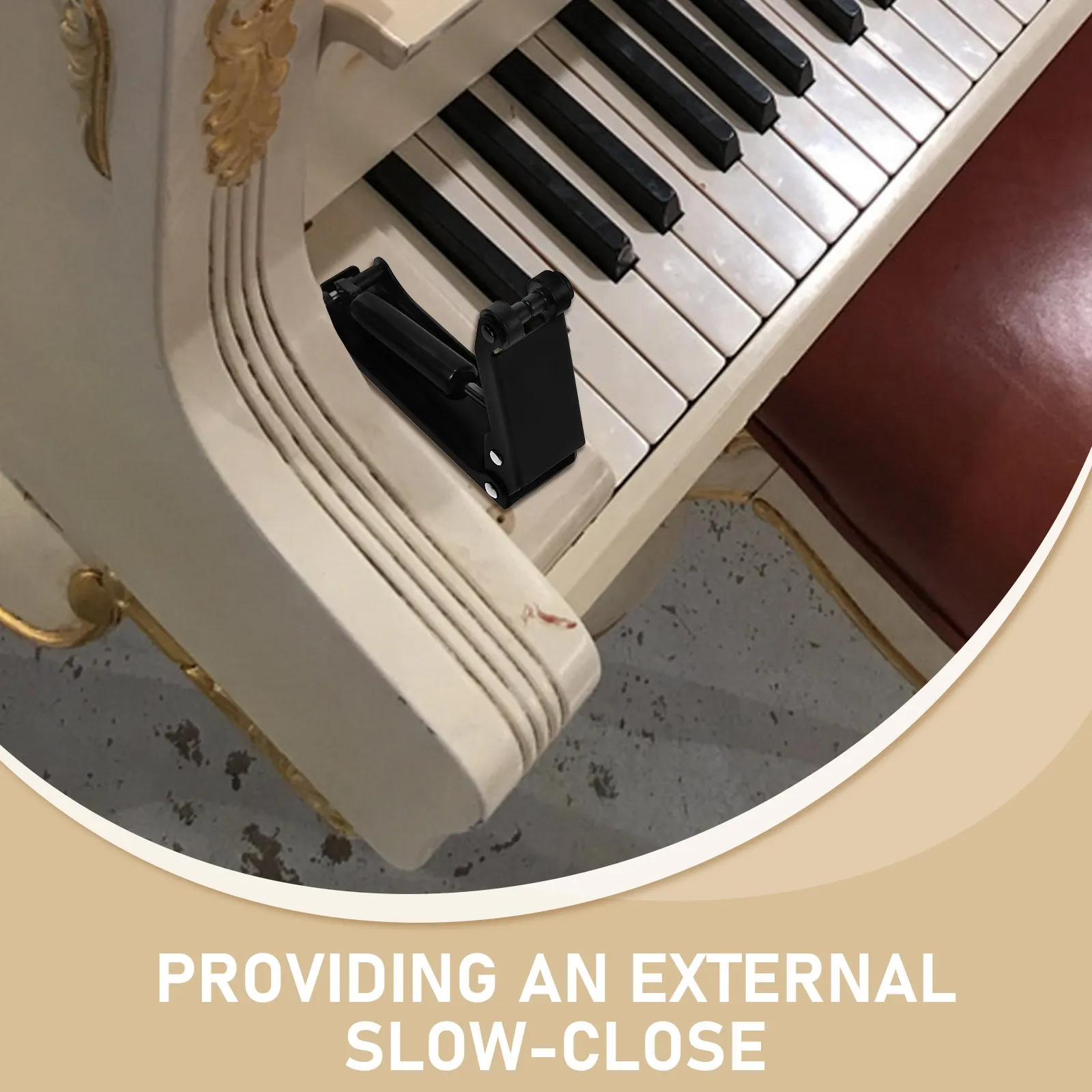 Piano Lid Slow Close -Thin Vertical External Protector Soft Fall Buffer Silent Closing Safety Device Anti-Pinch