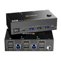 KCEVE 8K KVM Switch 2 Computers 2 Monitors, Dual Monitor USB 3.0 HDMI KVM Switcher Box,Support 7680x4320@60Hz for 2 Computers