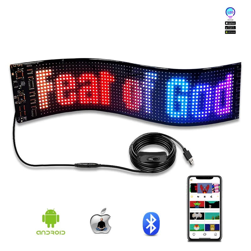 TOPPOINT 5V Programmable Smart LED Panel Pixels Matrix Display Blue Tooth Car Advertising Light LED Module Scrolling Text Sign