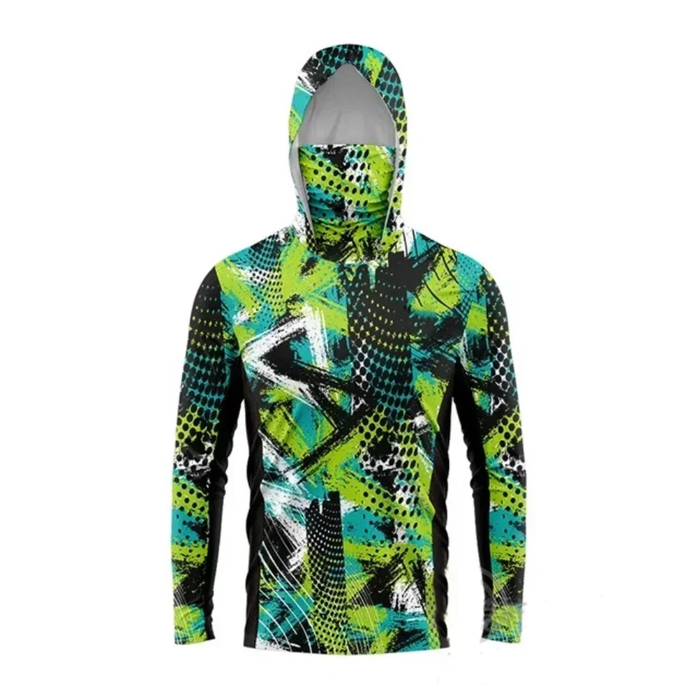 Sun Hoodies Mens UPF 50 Fishing Shirts Long Sleeve Face Mask Quick Dry Outdoor Lightweight Breathable Summer Beach Rash Guard UV