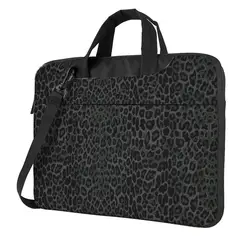 Black Leopard Print Laptop Shoulder Bag Compatible with 13/14/15.6 Inches Laptop Netbook PC Cover Pouch
