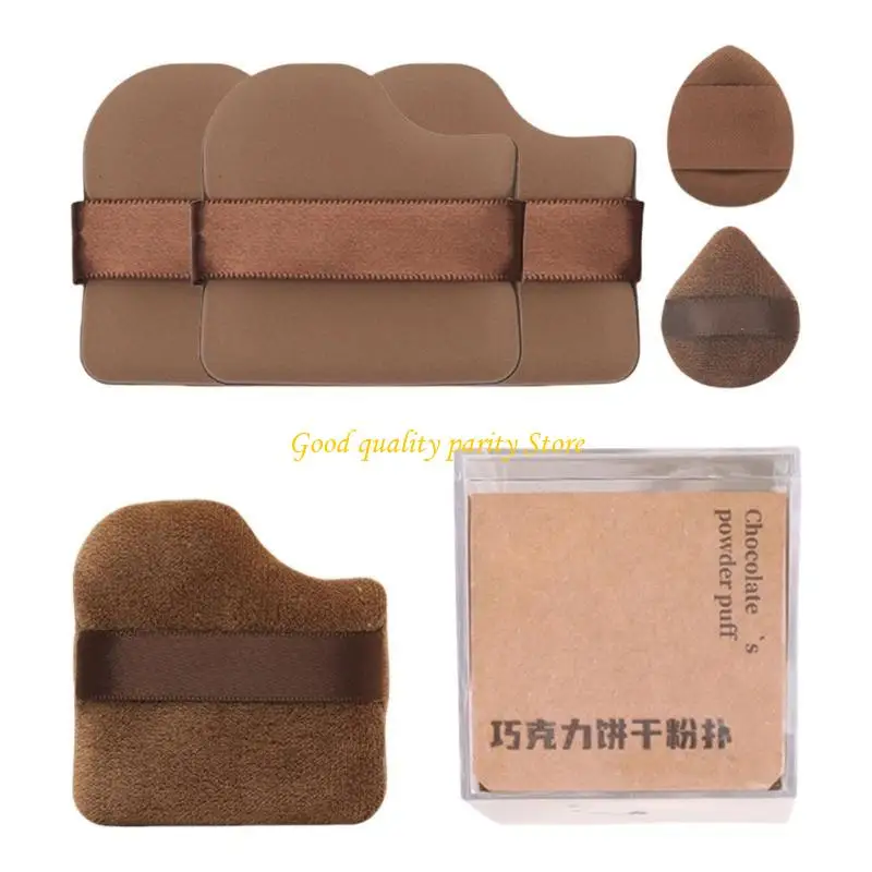 M4YA 4/6x Makeup Sponge Pad Chocolate Biscuit Powder Puff for Concealer Makeup