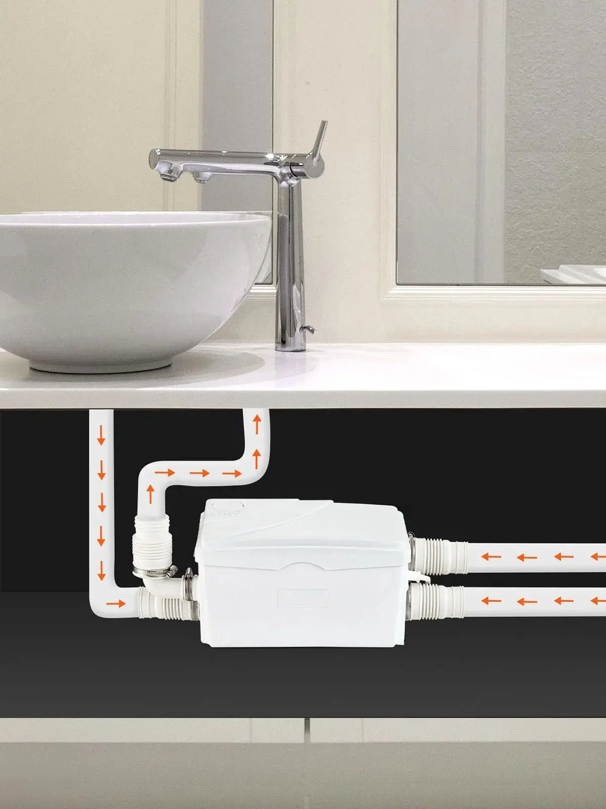 SucceBuy Maceratorpomp 350W 6000L/u Debiet 23 ft/7 m Opvoerhoogte Macerator Rioolpomp met 3 Waterinlaten Waterafvoermachine - afbeelding 2