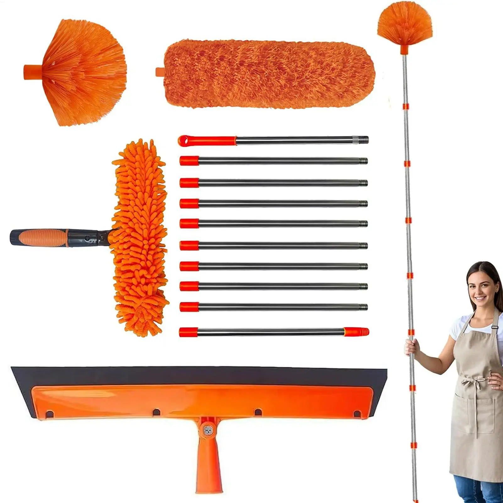 Ceiling Duster Long Handle Spider Web Cleaner Ergonomic Multi-Function Ceiling Fan Brush for Lampshade Window Wall Cleaning