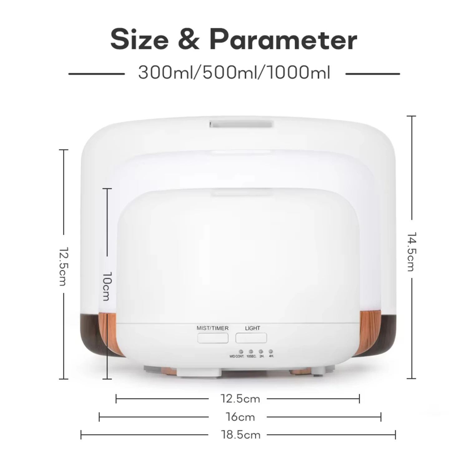 مرطب الهواء الناشر الضروري النفط 300 مللي 500 مللي 1000 مللي مع أضواء التحكم عن بعد بالموجات فوق الصوتية الروائح الناشر