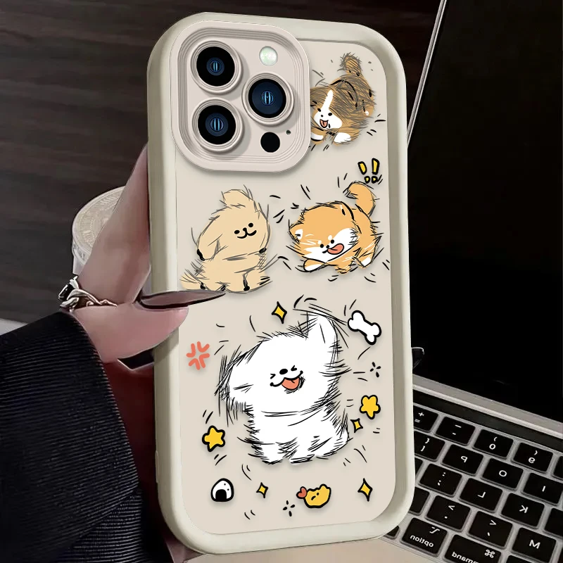 

Чехол для телефона с рисунком Happy Dog для iPhone 17, 16, 15, 14, 11, 13, 12, Pro Max 16 Pro 11 Pro 15 Plus, матовый чехол