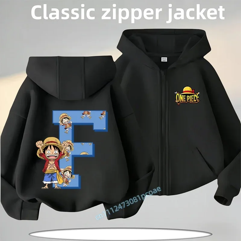 A-Z Alphabet One Piece Children's Zippered Pullover Boys' Sport Shirt Casual Jacket Cartoon Print Fall/Winter New Style Coat