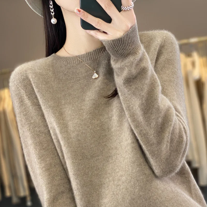 

FL 2025 New Cashmere Sweater Women's Sweater In Autumn And Winter 100% Merino Wool Fashion O-neck Autumn Warm Pullover Tops Y2k