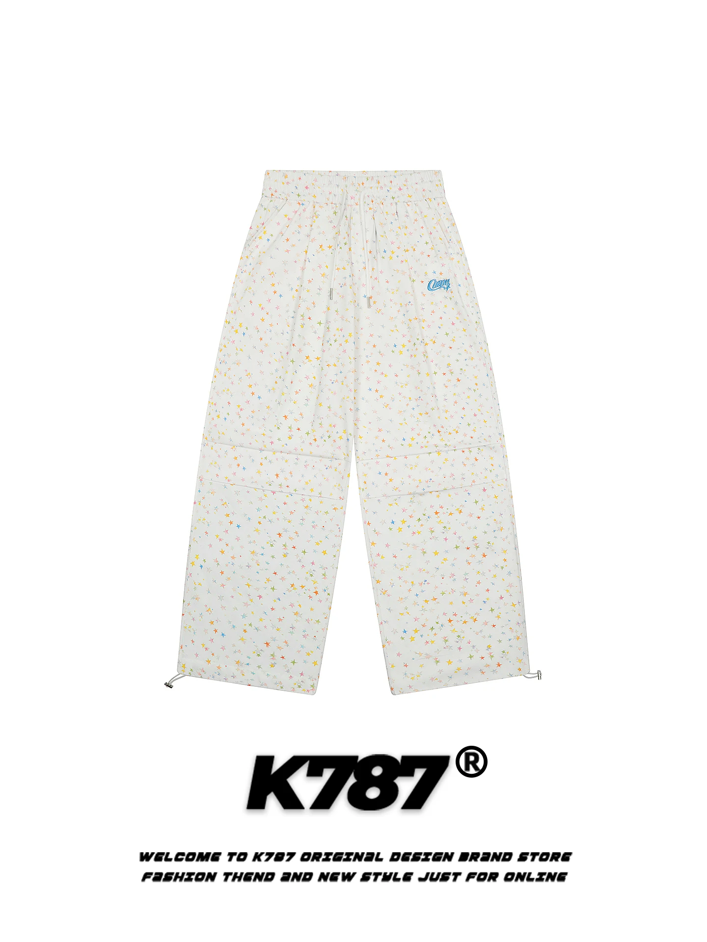 

K787 American Retro Floral Print Casual Pants Loose High Waist Men Women Straight Leg Wide Leg Pants Anti Aging