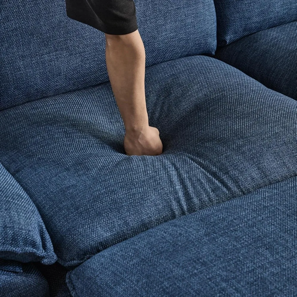 أريكة مقطعية للجلوس العميق مع مسند، أريكة نوم من الكتان، أثاث غرفة معيشة منجد مريح #3