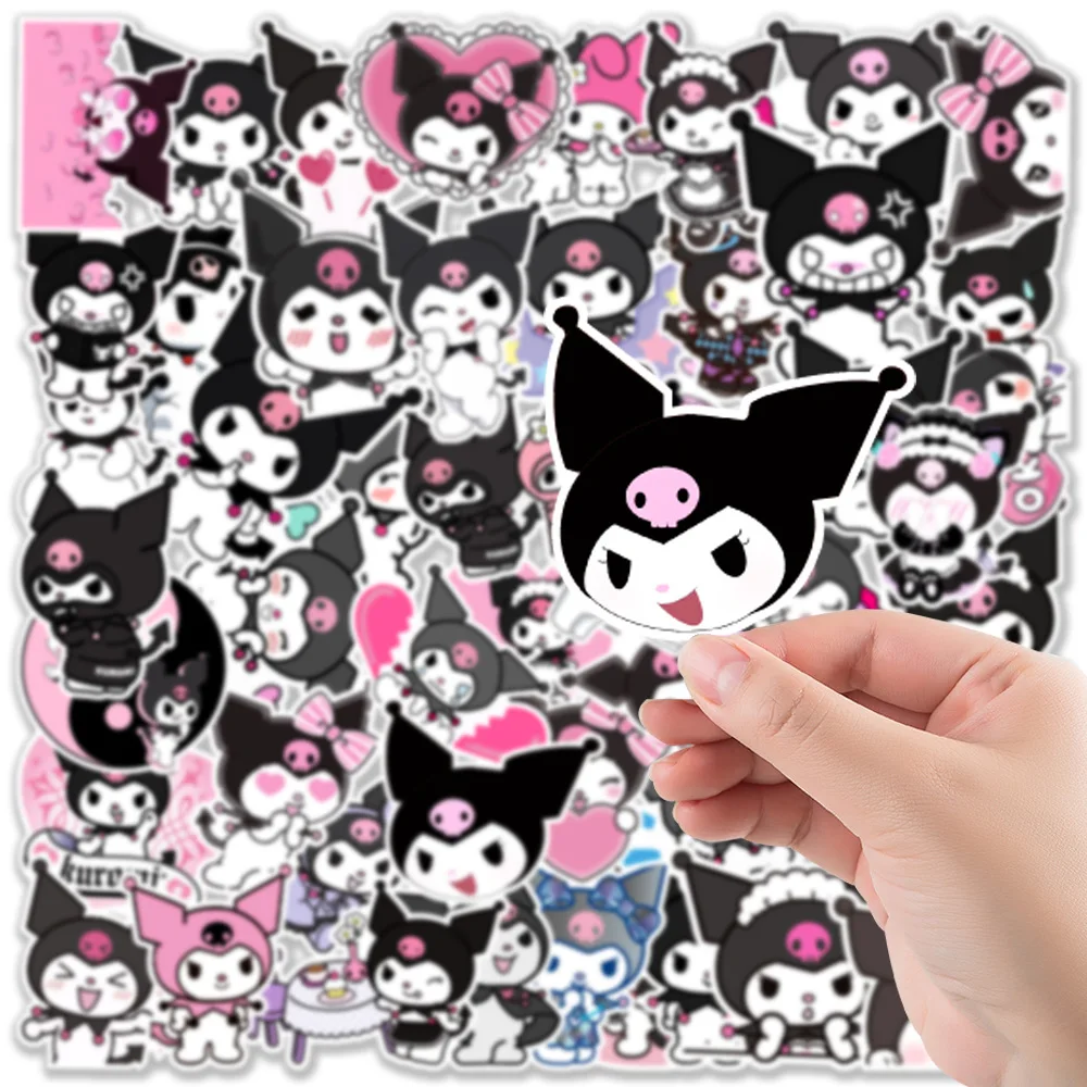 50PCS Kawaii Kuromi Anime Waterproof Stickers Skateboard Guitar Suitcase Freezer Motorcycle Graffiti Decal Sticker Gift