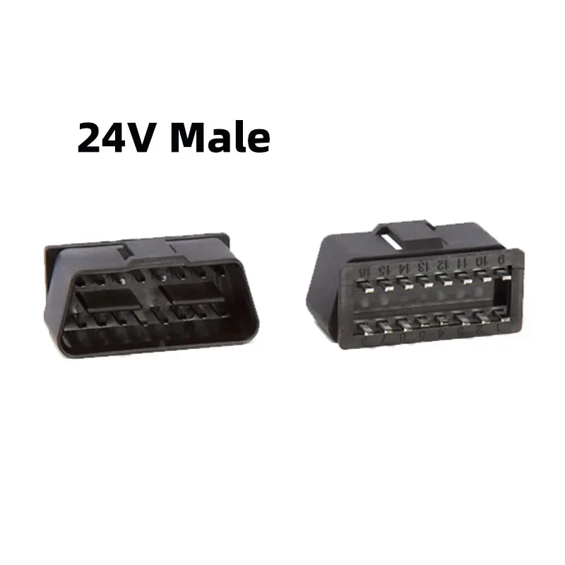 12V 24V ELM327 OBD2 Connector Cover with Enclosure J1962m Plug with Enclosure 16pin Male Female Connector DIY Tool Two with Open