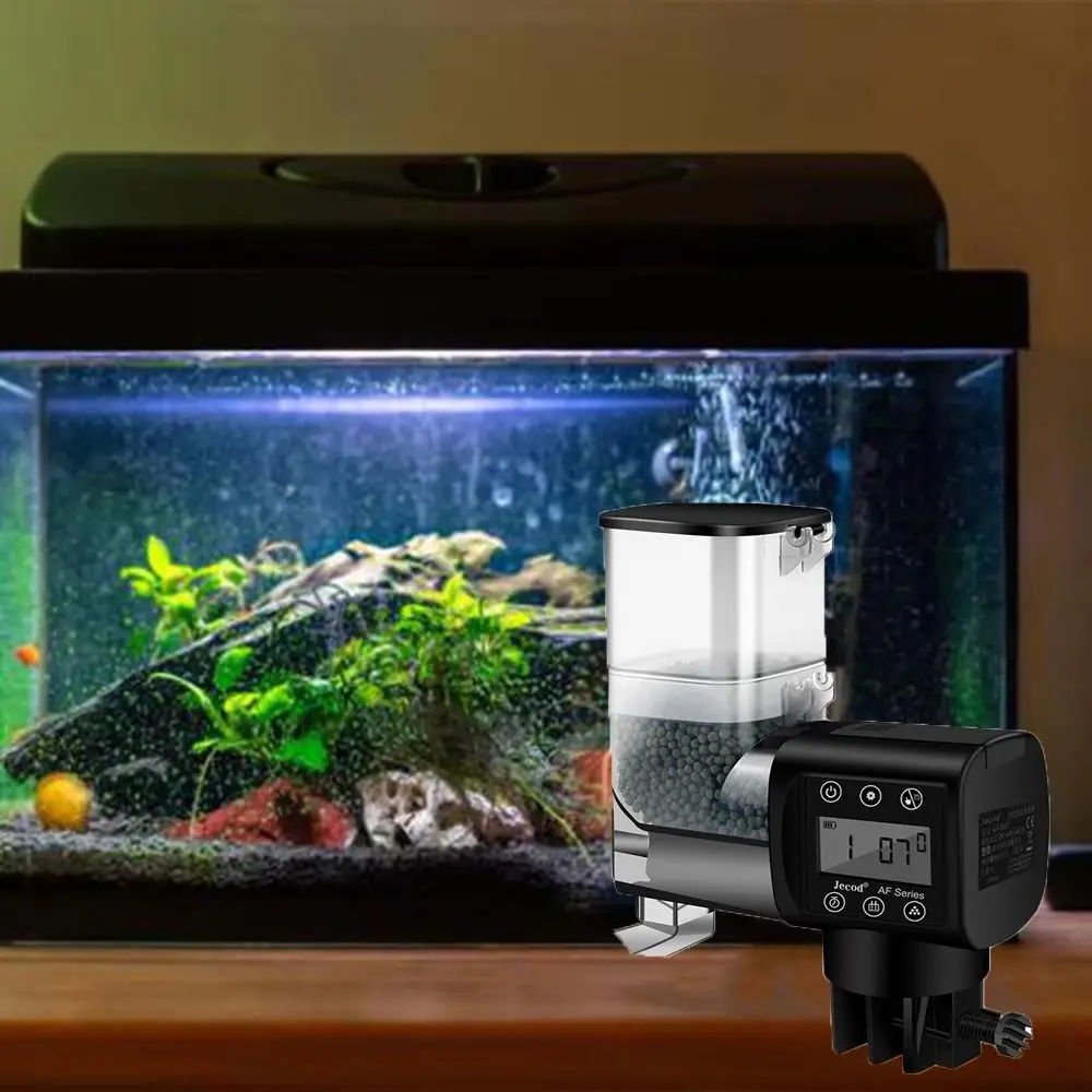 250ML/500M Fish Tank Feeder LCD Display Adjustable Timer Auto Fish Food Dispenser Digital Display Screen Automatic Fish Feeder