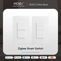 MOES Tuya ZigBee Smart Light Switch US Push Button Wall Switch Work With Alexa Google Home Neutral Wire/No Neutral Wire Required