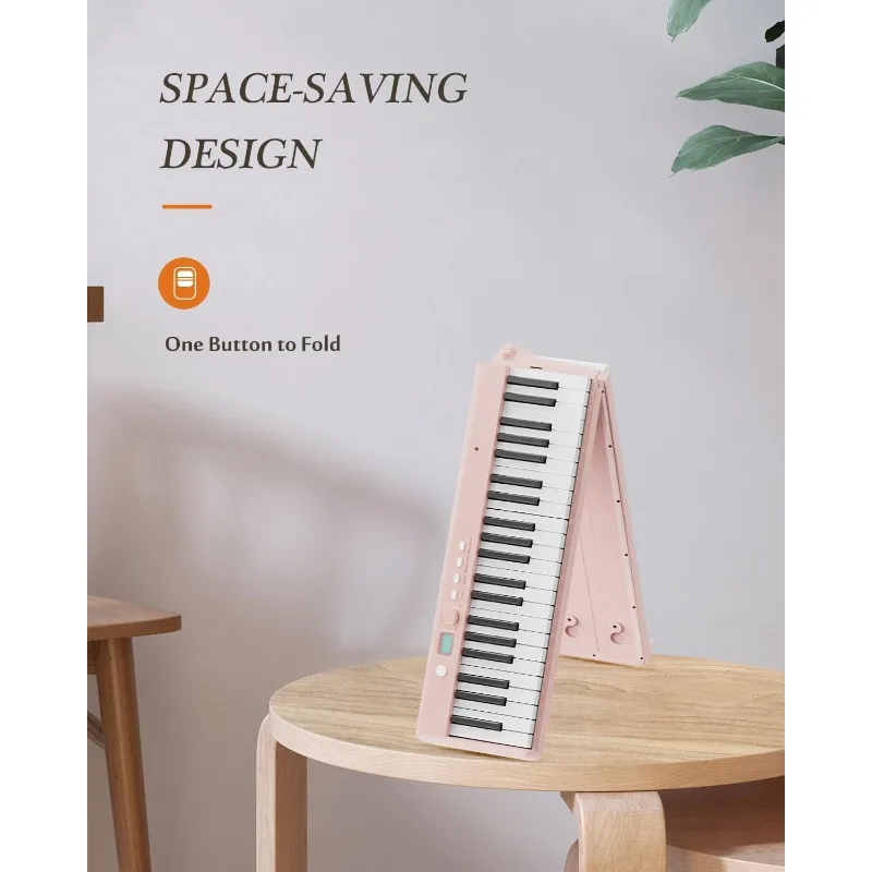 Portable Piano Keyboard, Semi-Weighted Folding MIDI Bluetooth, Suitable for Adult, Toddler, Kids，home.