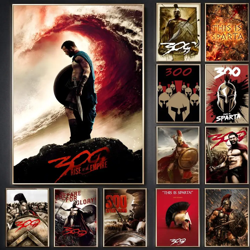 300 Sparta warrior wall art Poster Waterproof Sticky WallArt Print For Bedroom Living Room Hallway Bar Home Decor