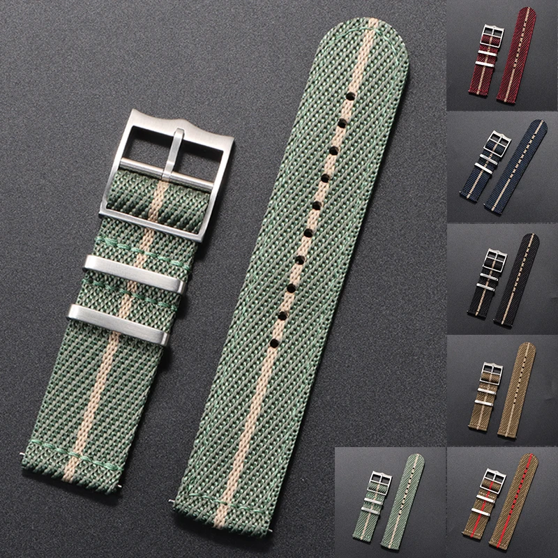 Nylon Watch Strap 20mm 22mm Stripe Watchband Replacement Sport Bracelet for Military Wristband Men Women Quick Release Band