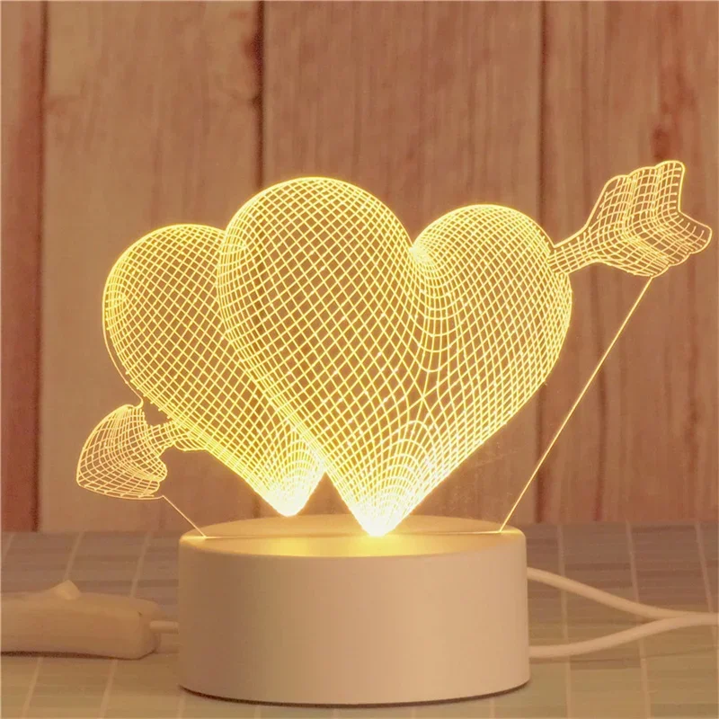 3D 아크릴 네온 사인 USB Led 램프 어린이 선물을위한 낭만적 인 사랑 야간 조명 홈 테이블 램프 생일 웨딩 침대 옆 램프