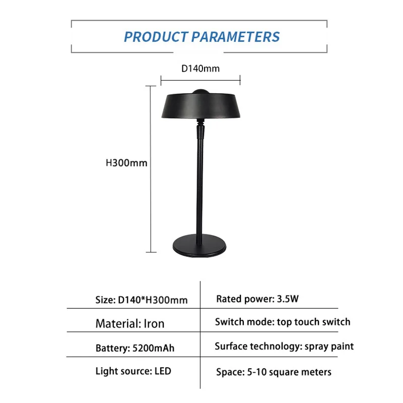 Restaurant LED Table Lamp Touch Sensor Desk Lamp USB Rechargeable Night Light Portable Wireless Reading Light Restaurant Coffee