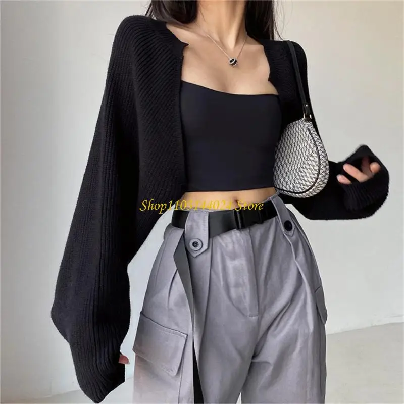 Boleros Ligeros para Mujer, Cárdigan Corto de Manga Larga con Frente Abierto, Suéteres Cárdigan para Vestidos y Ropa Urbana