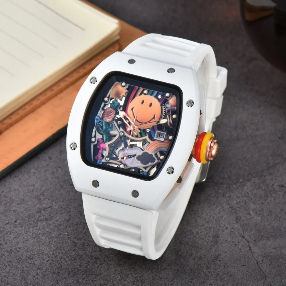 

2025 New Anime Collaborative Wine Barrel Style European and American Wristwatch with a Cool Smile for Sports Export Watches