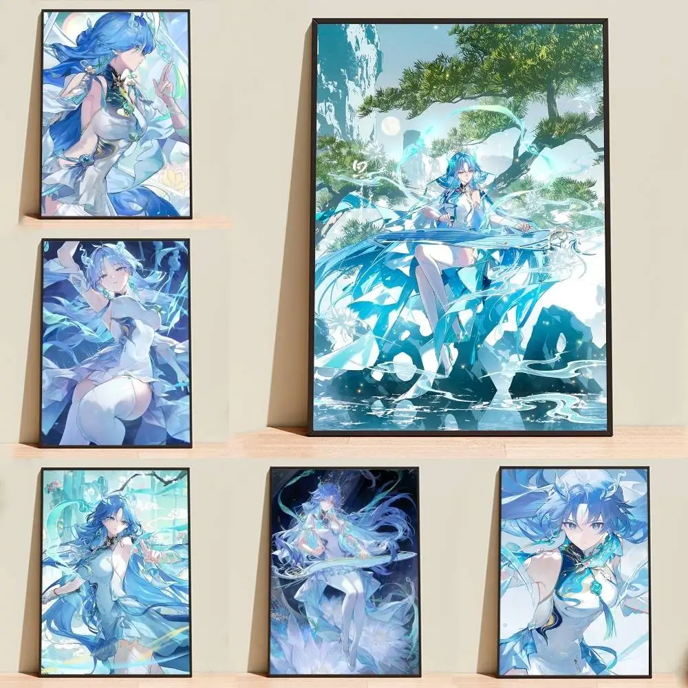 Q-Qing Xiao Game WuWa  Poster High Quality Dorm Living Room Aesthetic Wall Decoration Painting Stickers Gift