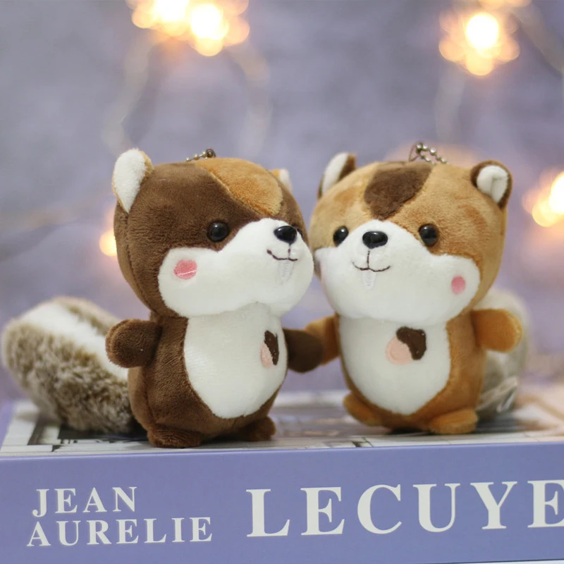 Kawaii Squirrel Plush Toys Simulation Animal Dolls Stuffed Soft Keyring Bag Pendant Home Decorative For Children Girls