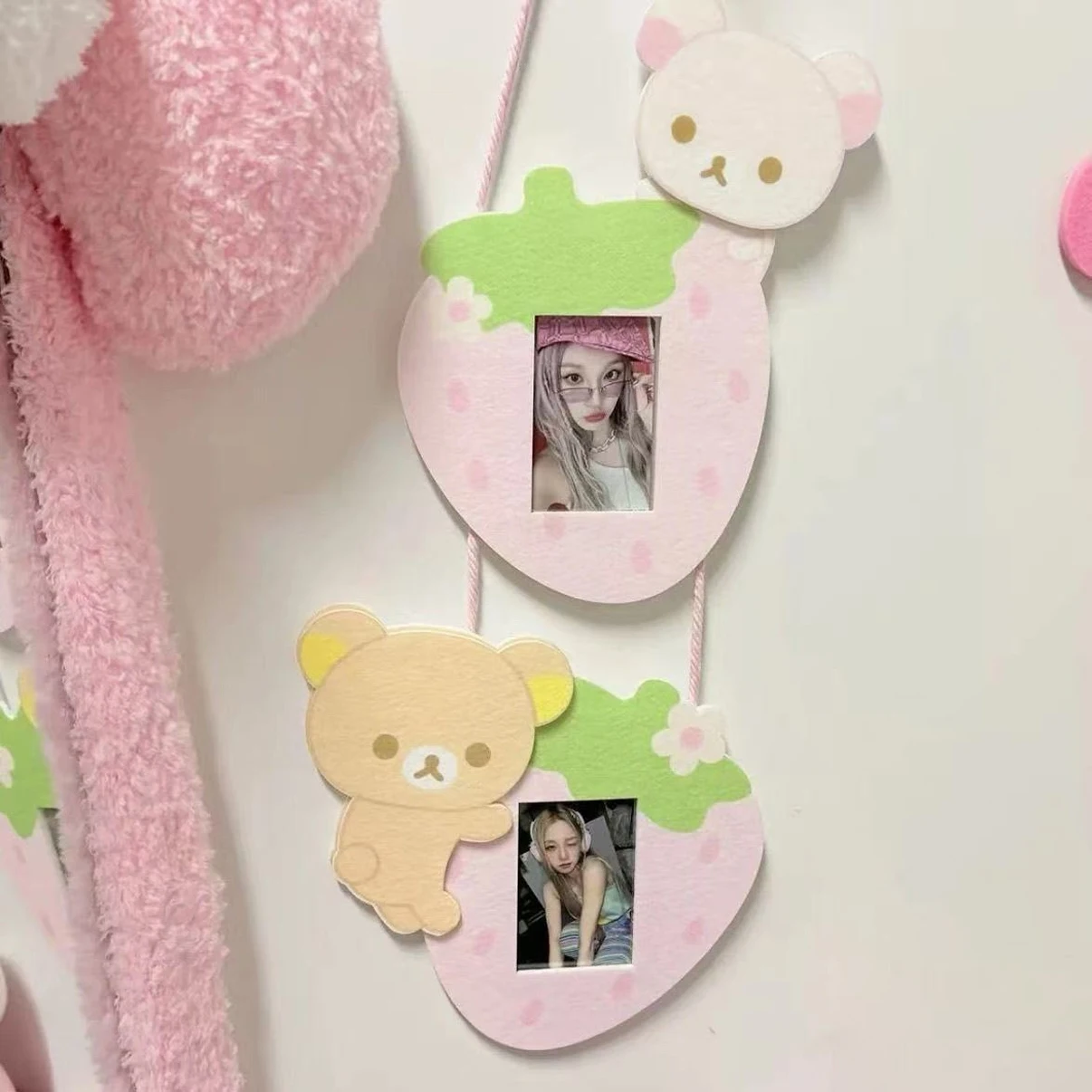 Kawaii Wall Decoration Featuring Cartoon Strawberry Creative Wall-hanging Cute Connected Photo Frame Small Photos Bedroom Decor
