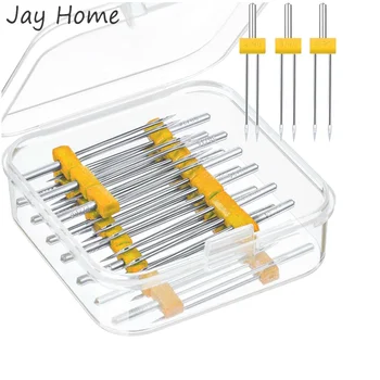 재봉틀 바늘 10/4 피스, 더블 트윈 스트레치 바늘 핀, 가정용 재봉틀용 플라스틱 상자 포함, DIY 재봉 도구 