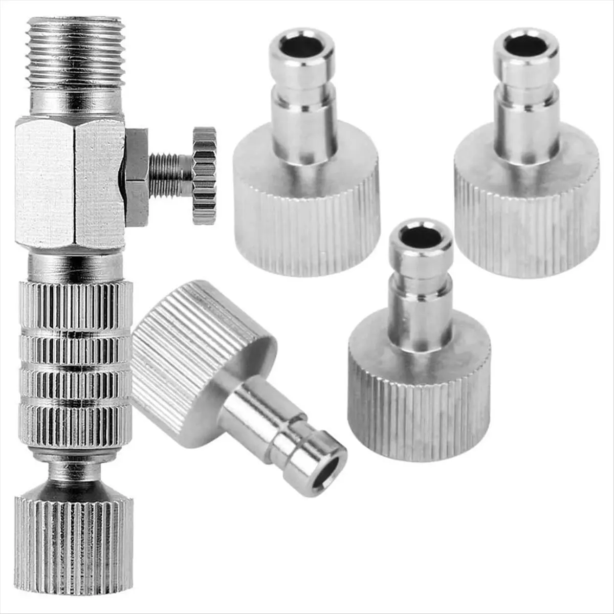 |Modernbuy|Airbrush Quick Release Coupling Disconnect Adapter with Air Adjustment with 1/8inch 5 Male and 1 Female Fitti