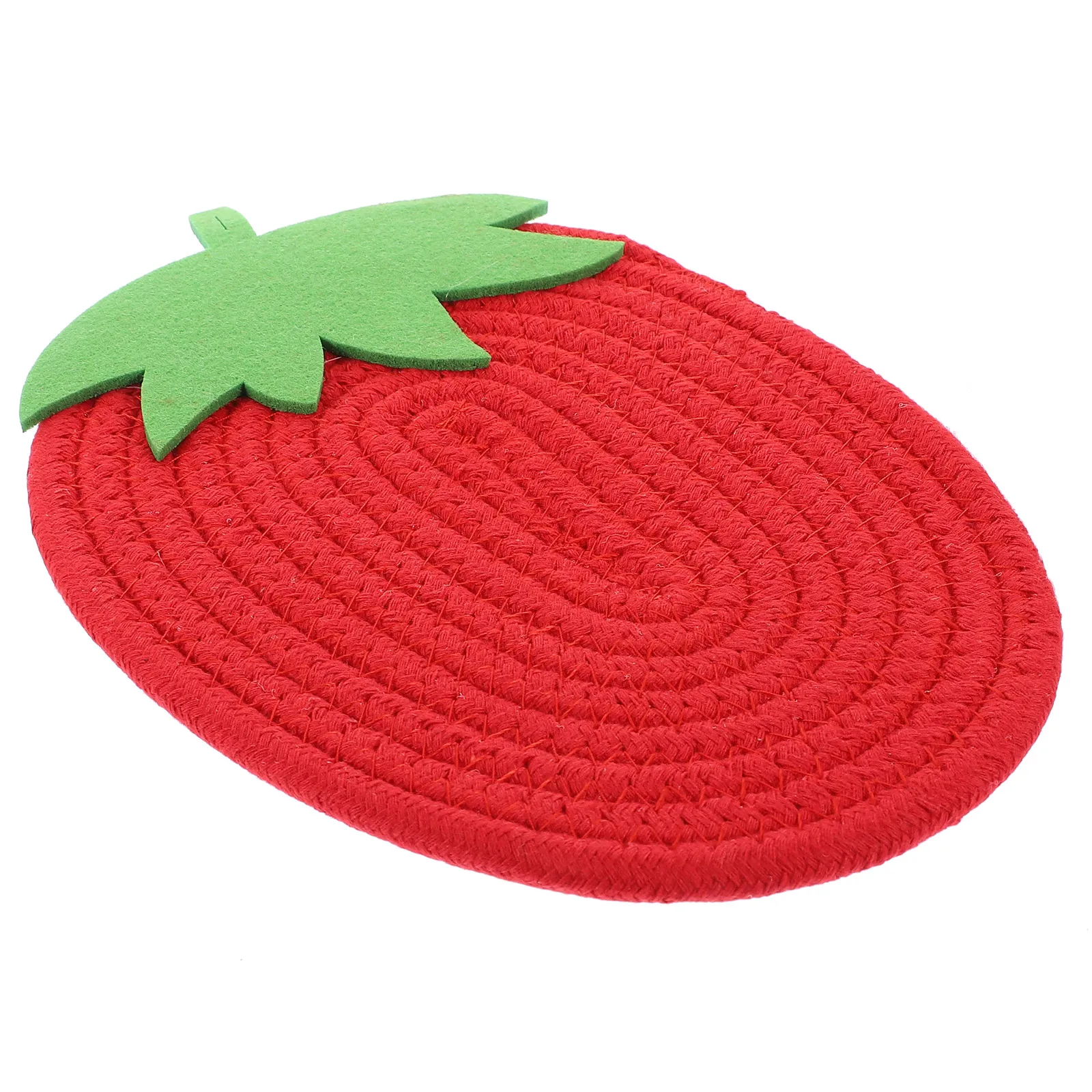 

Strawberry Placemat Cotton Weaving Coaster Heat Insulated Bowl Pad Nonslip Table Mat Place Mat Red Color Kitchen Bar Use