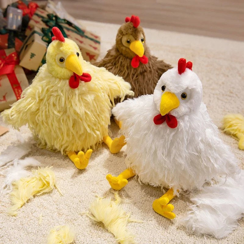 28/38 centimetri Divertimento Capelli Lunghi Gallina Peluche Bambola Cuscino Del Fumetto Papillon Gallo Pollo Peluche Decorazione Della Casa Regalo Per I Ragazzi E ragazze