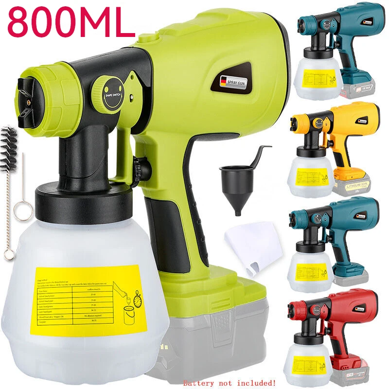 Brushless 800ML Airbrush Electric Spray Gun Cordless Paint Sprayer Auto Steel Coating For Makita/Bosch/DeWalt/Ryobi 18V Battery