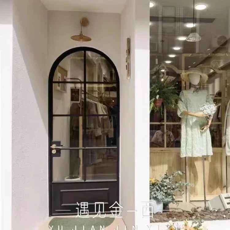 

Французский ретро кованый железный стеклянный магазин одежды, кофейня, кабинет, магазин с арочными входными дверями